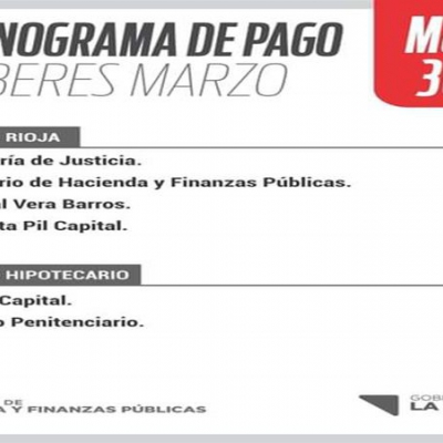 Este martes comienza el pago de sueldo a estatales riojanos