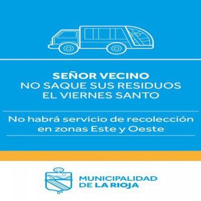 La Municipalidad comunica que no habrá servicio de recolección de este viernes Santo