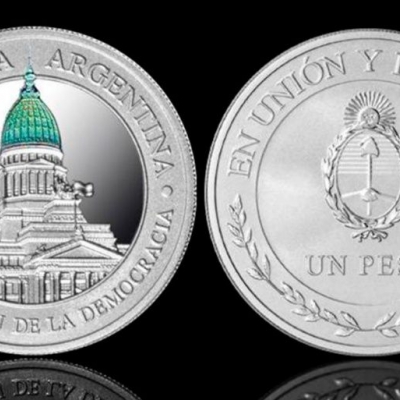 Salió una moneda conmemorativa por el 40° aniversario de Restauración de la Democracia