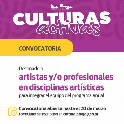 Convocatoria para integrar el equipo del programa Culturas Activas 2025